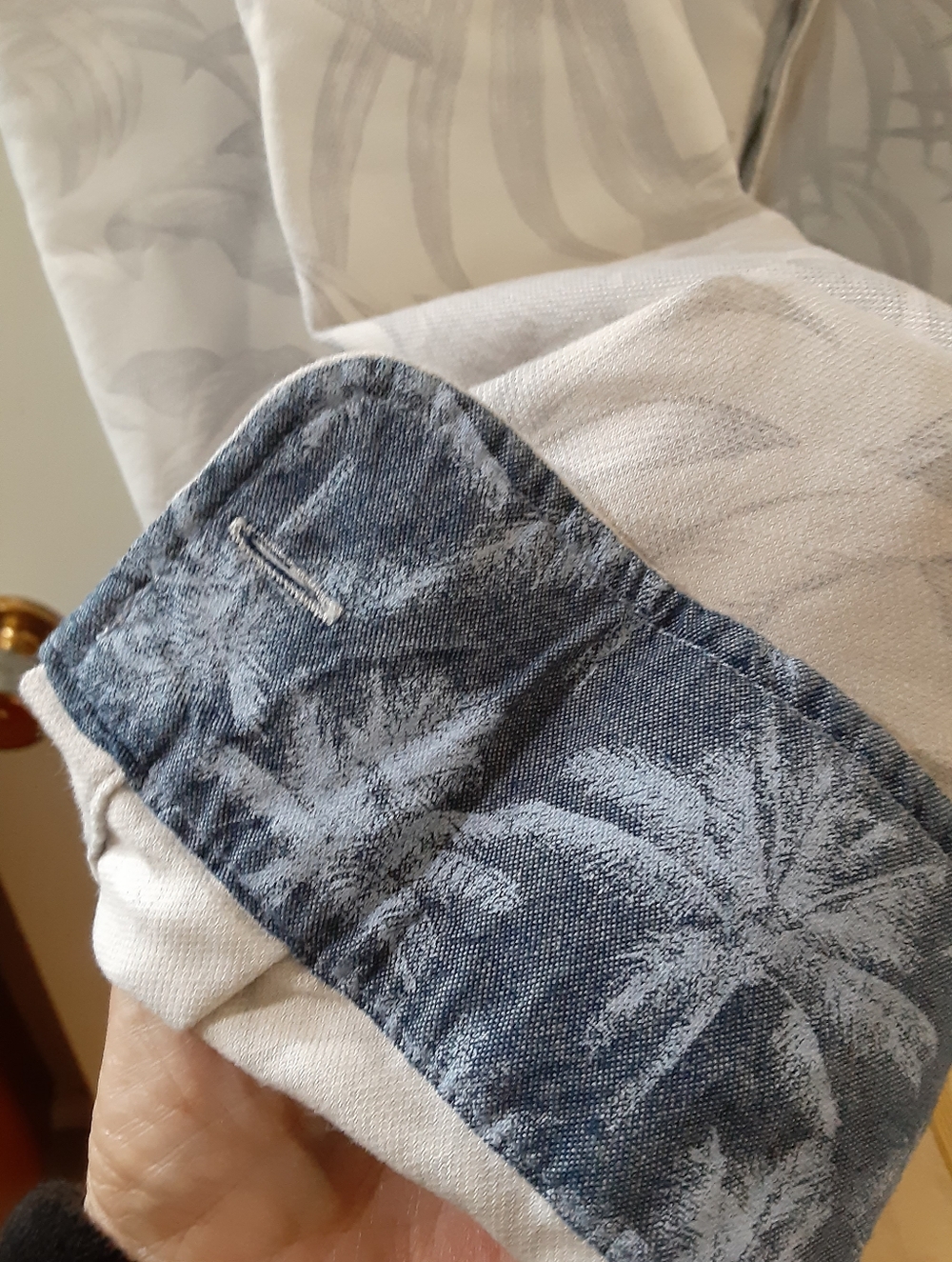 Tommy Bahama 4XLT Big & Tall "Linden Beach Flannel" Light Blue Palm Print - Picture 6 of 14